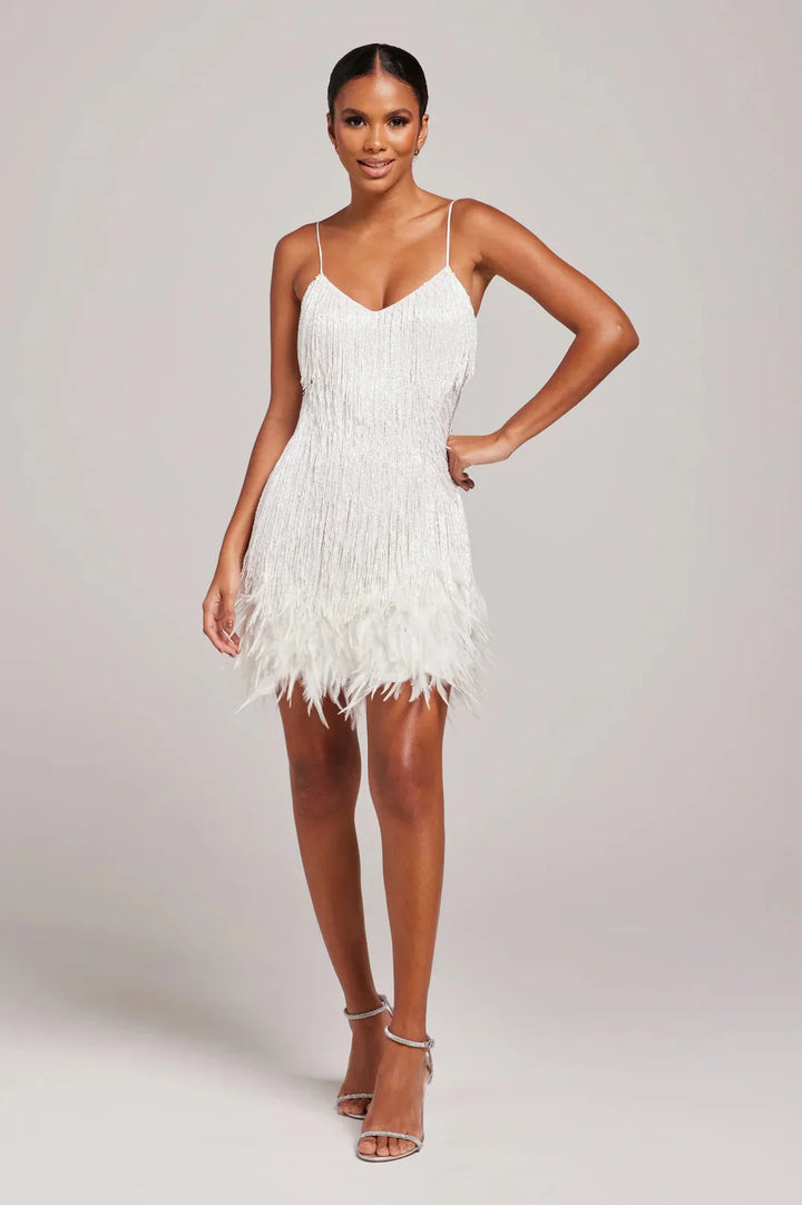Aria | Stylish Feather Trim Mini Dress For Women