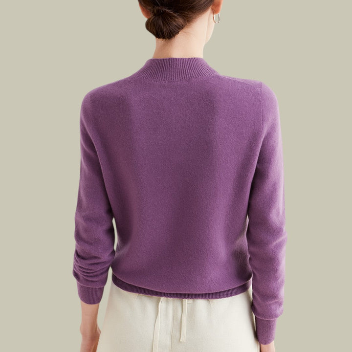 Elena | Slim-Fit High-Neck Merino Wool Winter Sweater For Women