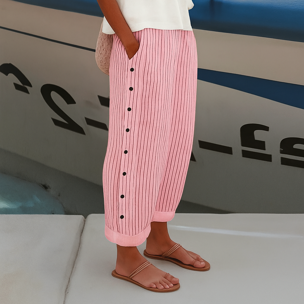 Daphne | Tailored Striped Panel Trousers For Women