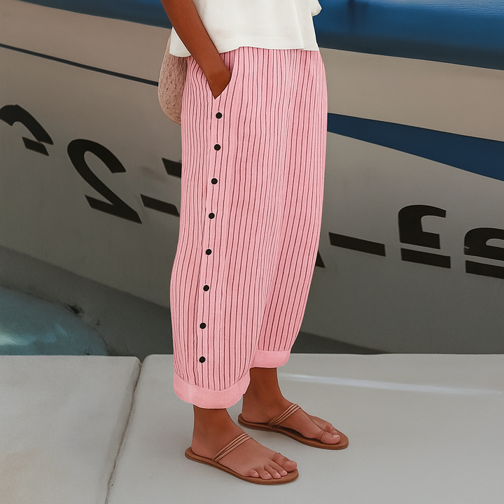 Daphne | Tailored Striped Panel Trousers For Women
