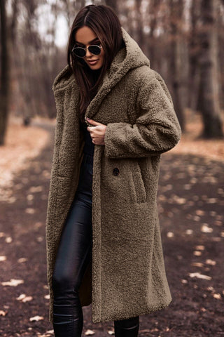 Sophie | Trendy Long Teddy Coat With Hood