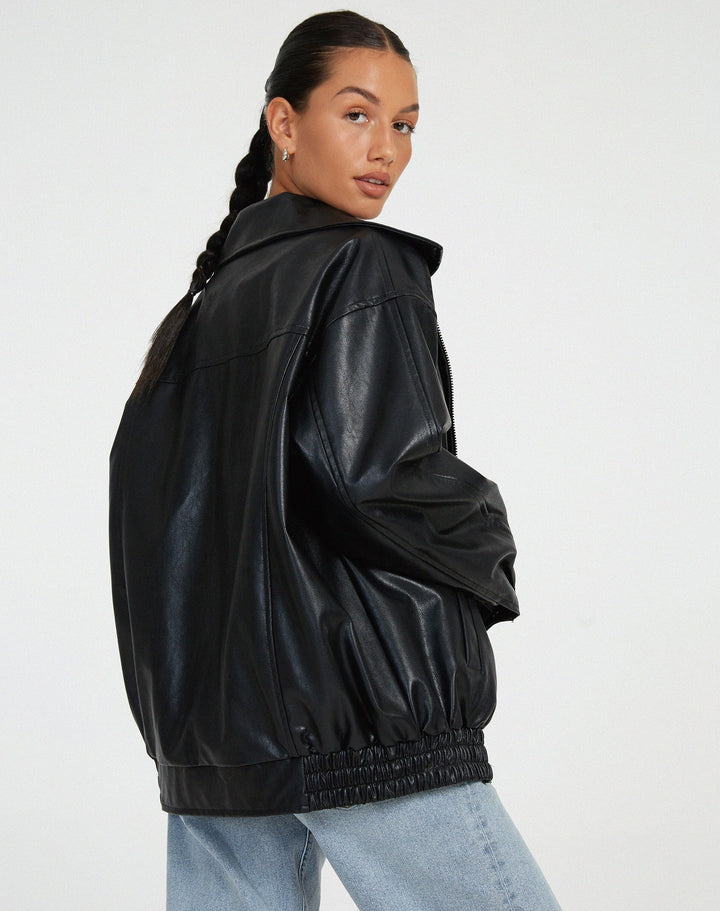 Zara | Women’s Oversized Leather Bomber Jacket
