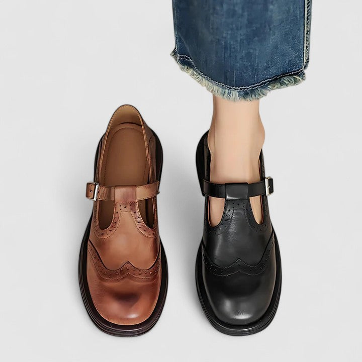 Ava | Timeless Women’s Leather T-Strap Shoes
