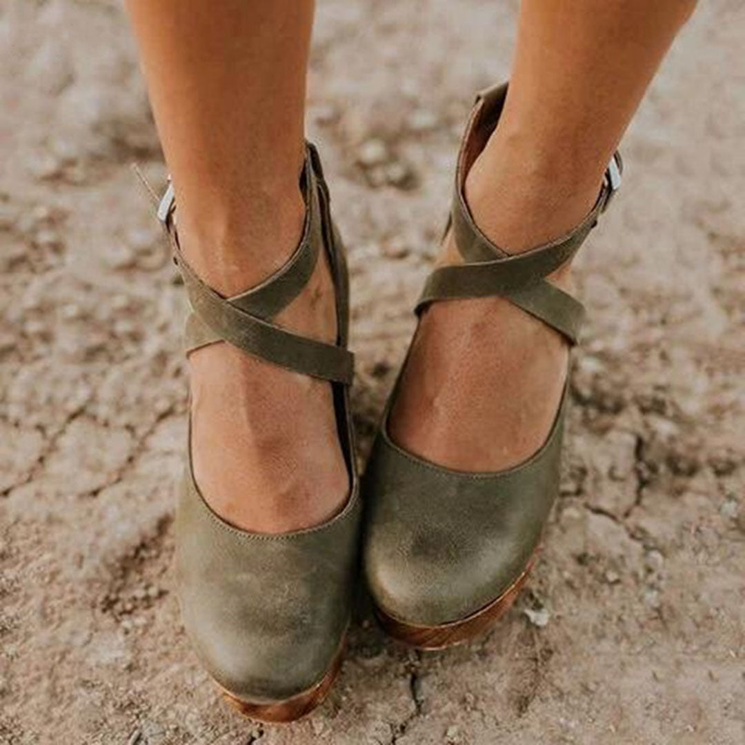 Teresa | Elegant Closed-Toe Ankle-Strap Wedge Heels For Women
