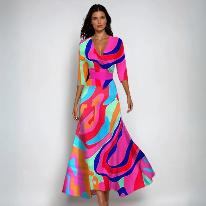 Elena | Elegant Floral Print Dress For Women