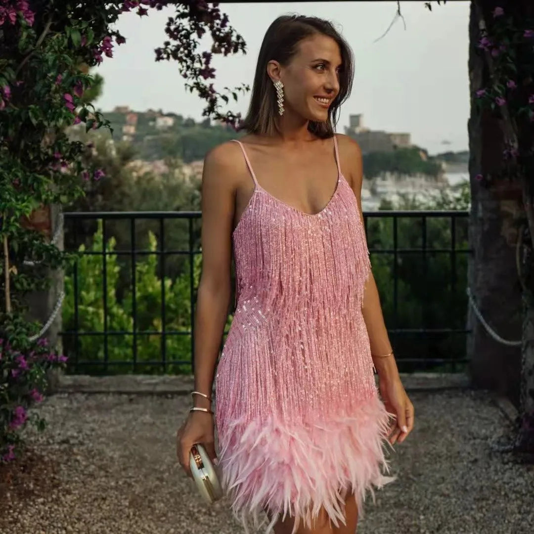 Aria | Feather-Trimmed Women’s Cocktail Dress