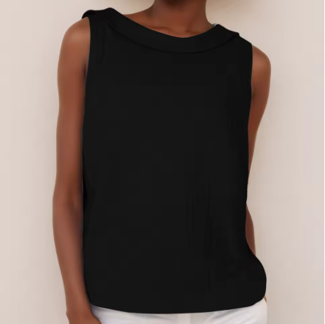 Maria | Refined Sleeveless Roll-Collar Top For Women