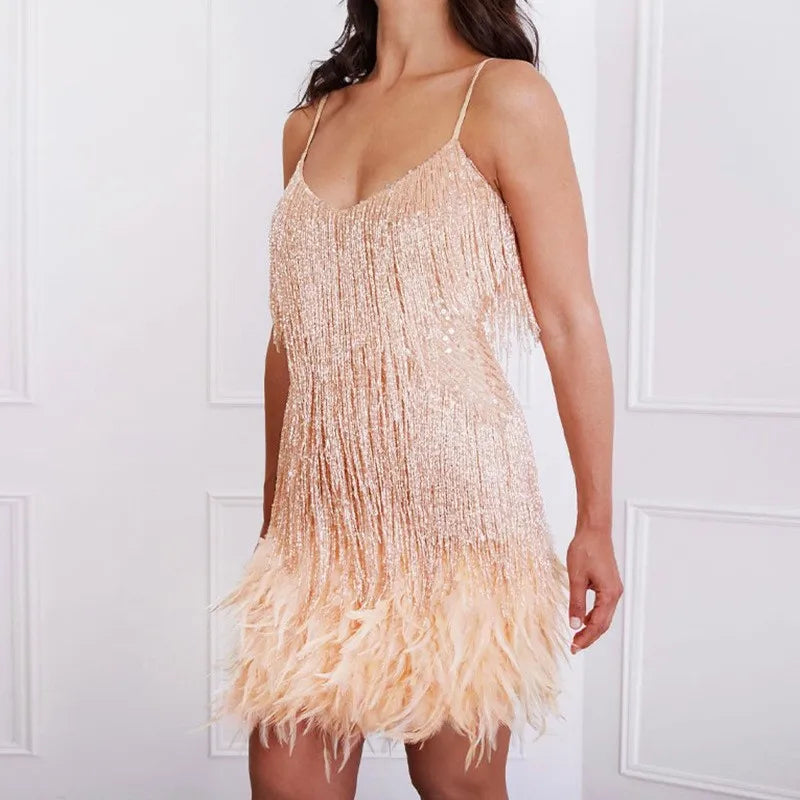 Aria | Feather-Trimmed Women’s Cocktail Dress