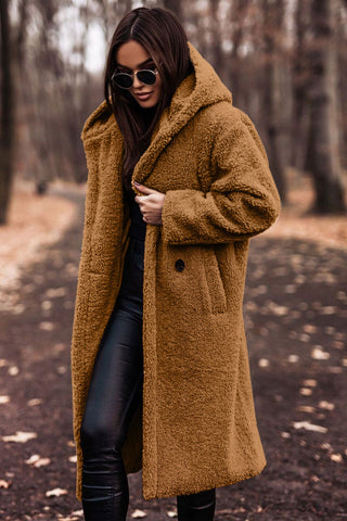 Sophie | Trendy Long Teddy Coat With Hood