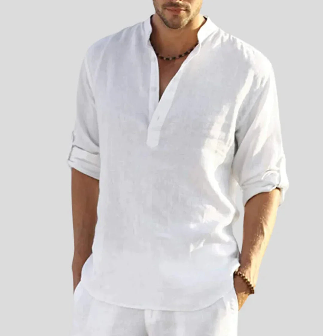 Elliot | Men’s Linen Long Sleeve Henley Shirt