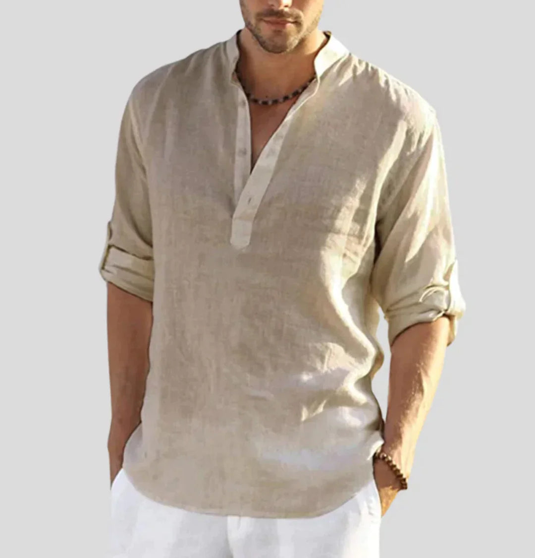 Elliot | Men’s Linen Long Sleeve Henley Shirt