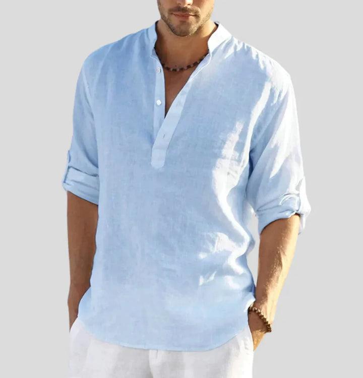 Elliot | Men’s Linen Long Sleeve Henley Shirt