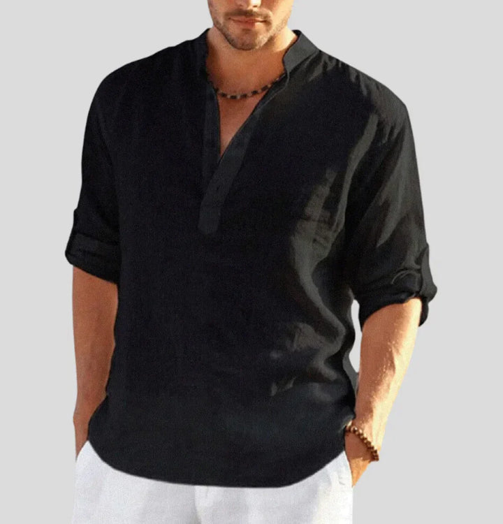 Elliot | Men’s Linen Long Sleeve Henley Shirt