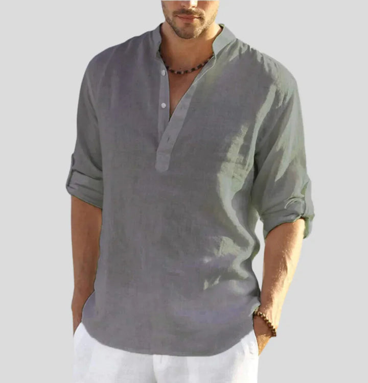 Elliot | Men’s Linen Long Sleeve Henley Shirt