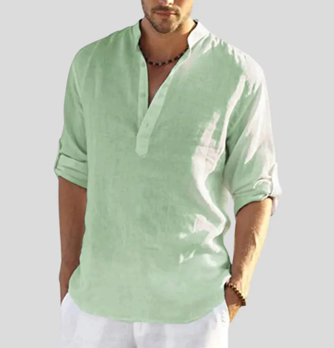 Elliot | Men’s Linen Long Sleeve Henley Shirt