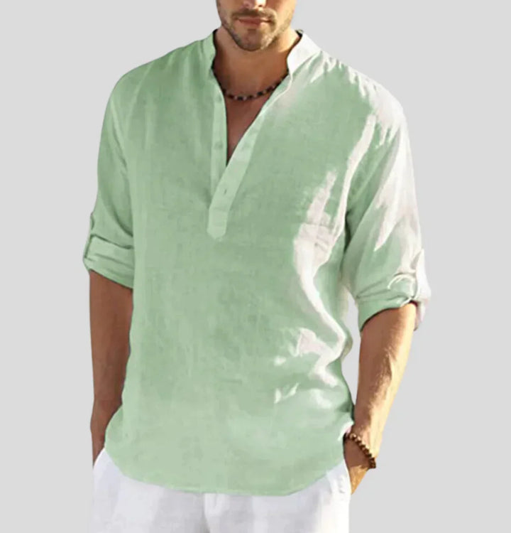 Elliot | Men’s Linen Long Sleeve Henley Shirt