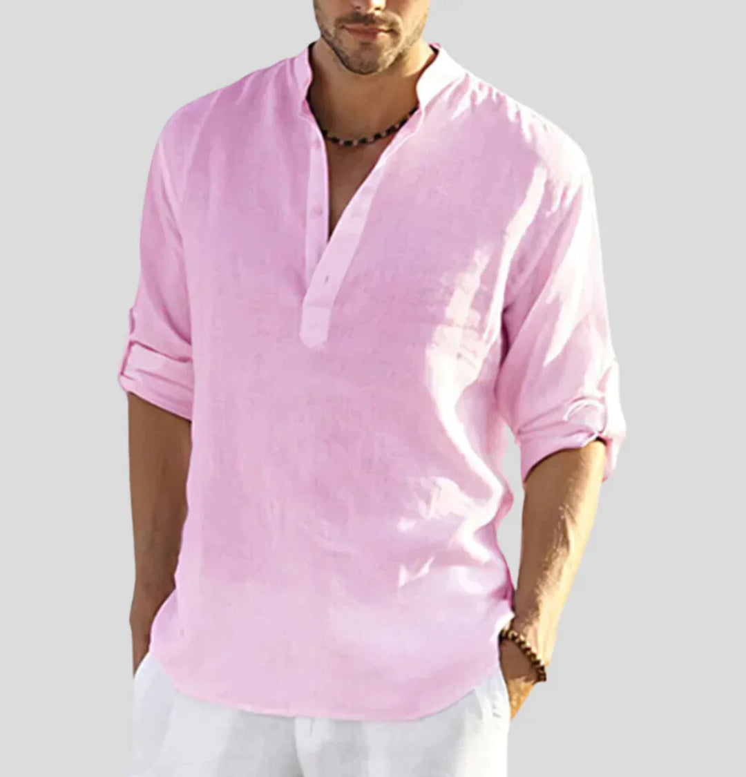 Elliot | Men’s Linen Long Sleeve Henley Shirt