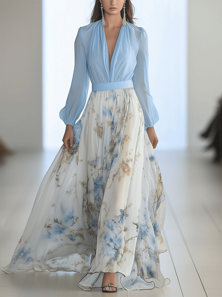 Elena | Elegant Long Floral Print Dress For Women