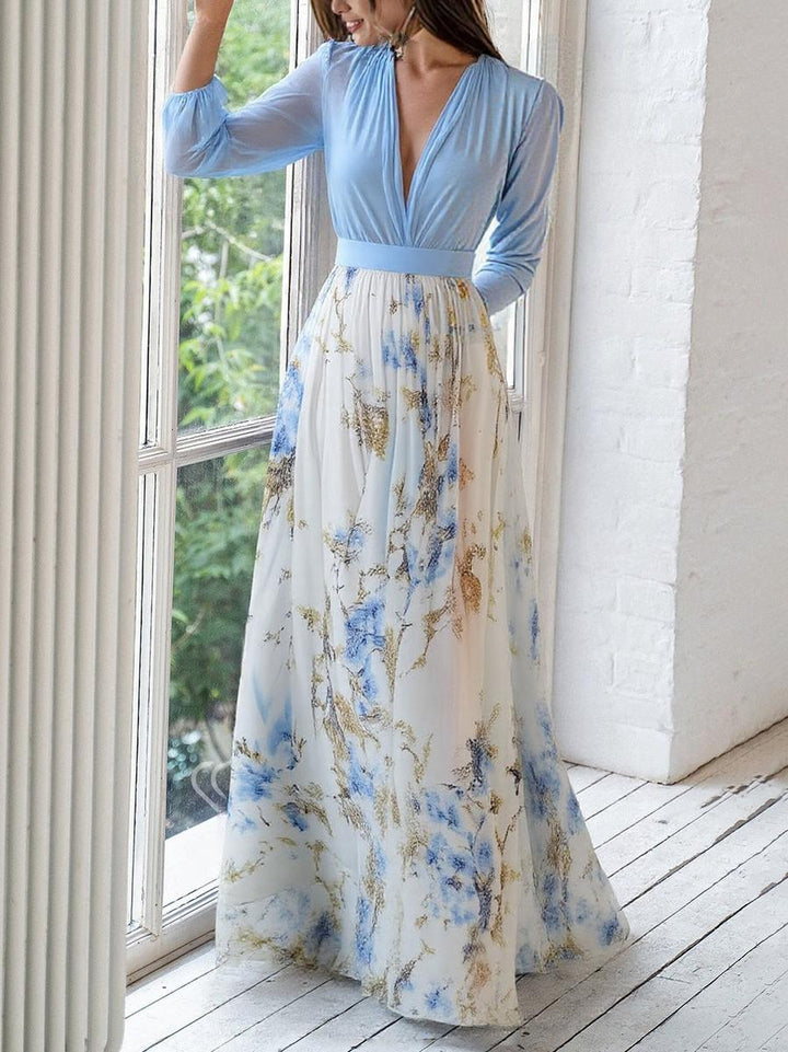 Elena | Elegant Long Floral Print Dress For Women