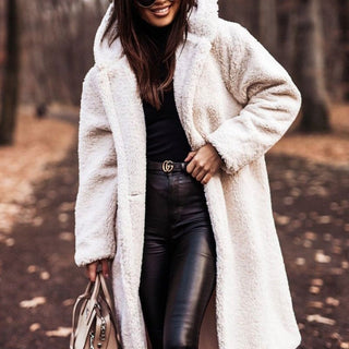 Sophie | Trendy Long Teddy Coat With Hood