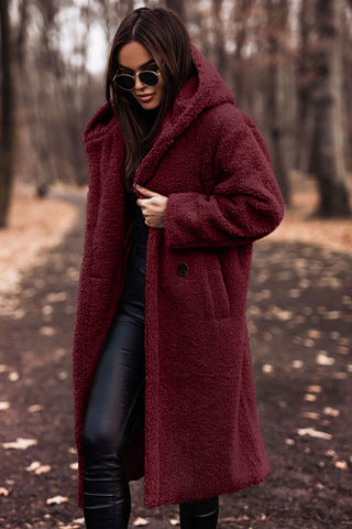 Sophie | Trendy Long Teddy Coat With Hood