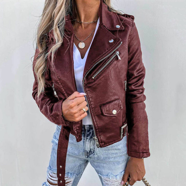 Luna | Women’s Classic Zipper-Front Biker Jacket