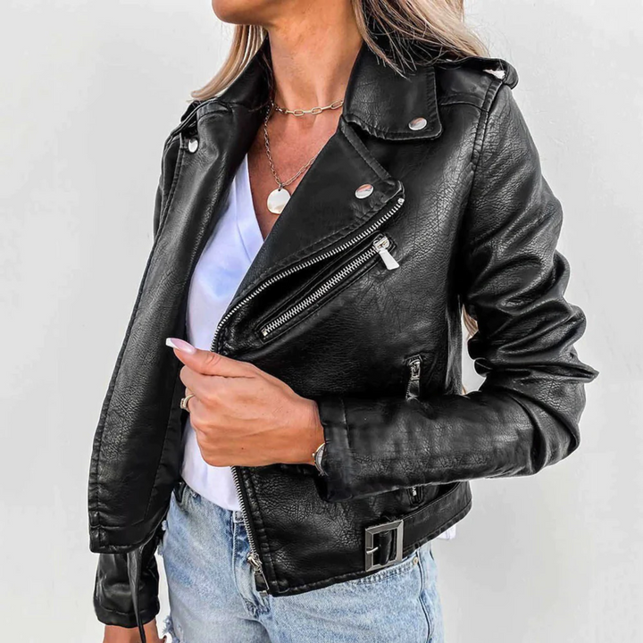 Luna | Women’s Classic Zipper-Front Biker Jacket