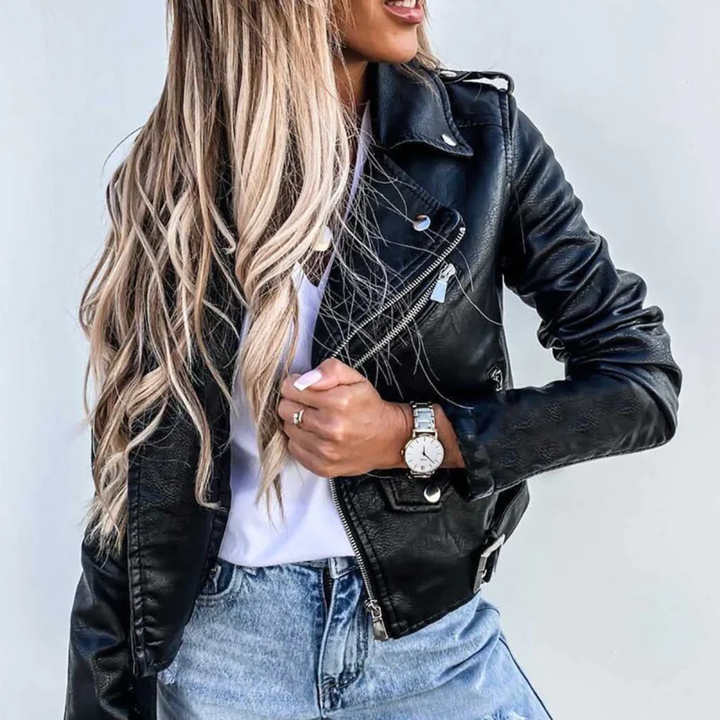 Luna | Women’s Classic Zipper-Front Biker Jacket
