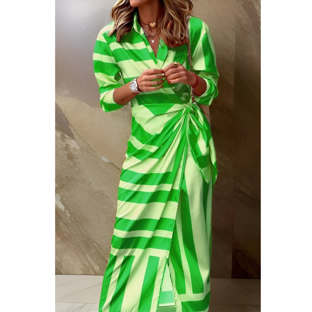 Elara | Refined Wrap-Style Midi Dress With Fluid Feminine Silhouette For Women