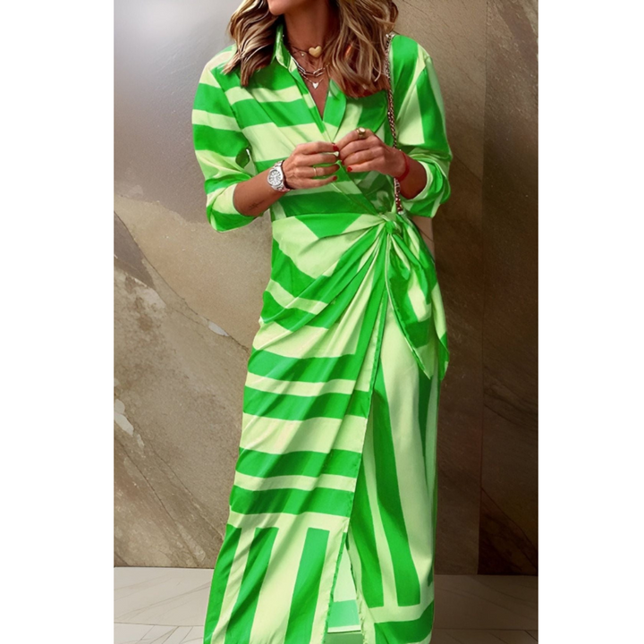 Elara | Refined Wrap-Style Midi Dress With Fluid Feminine Silhouette For Women