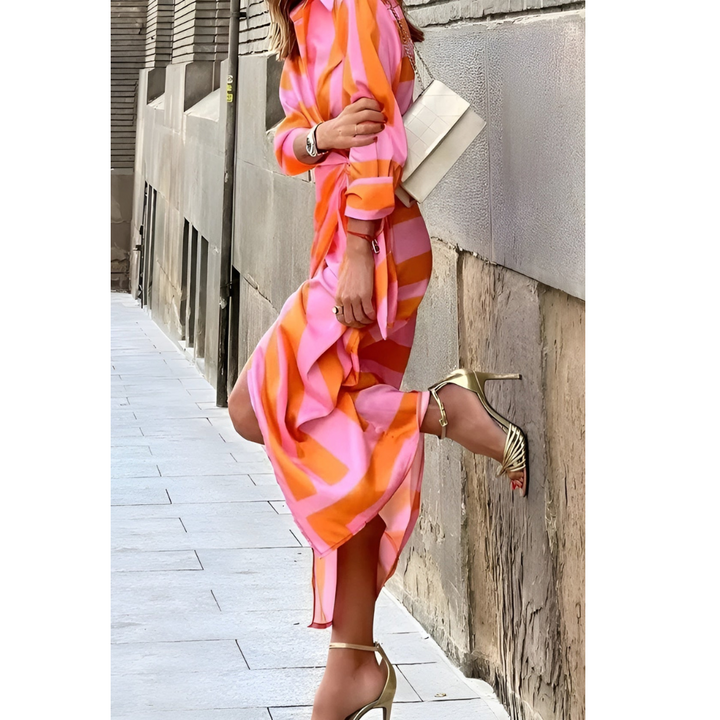 Elara | Refined Wrap-Style Midi Dress With Fluid Feminine Silhouette For Women