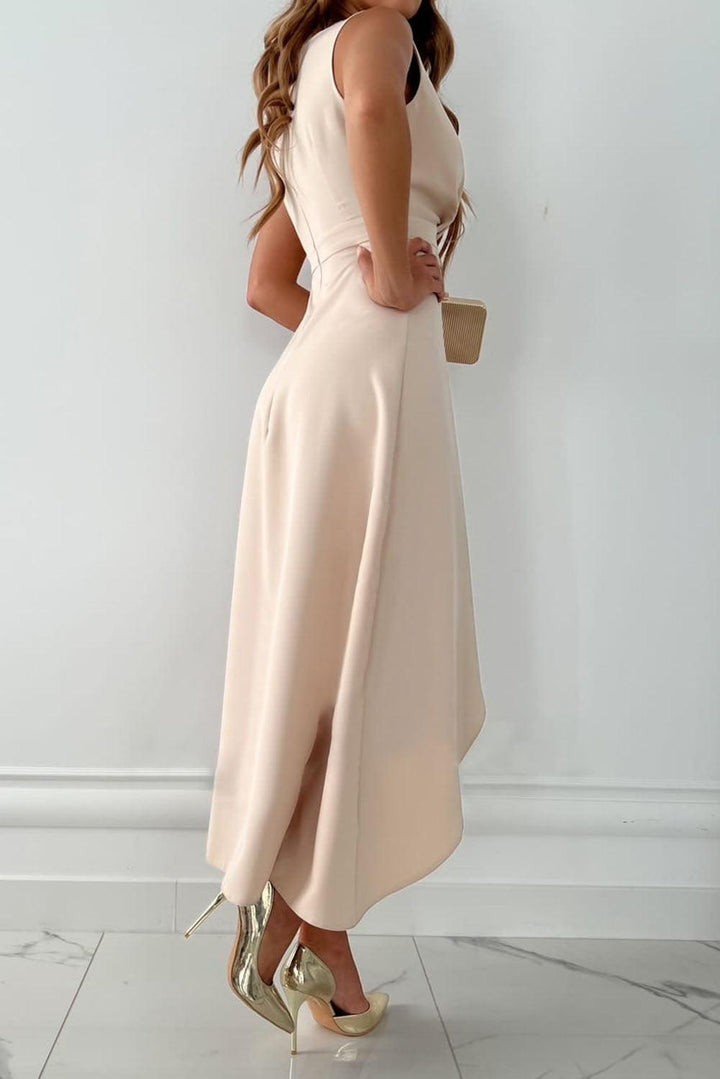 SOFIA | Women’s Sleeveless Wrap Maxi Dress With V-Neck And Asymmetrical Hemline