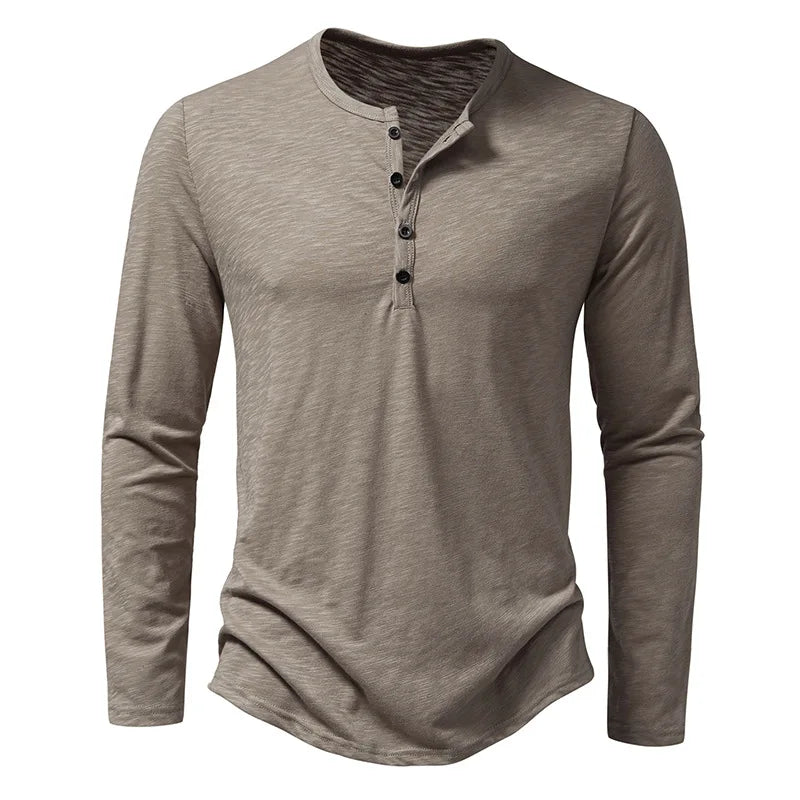 Ethan | Classic Long-Sleeve Henley Shirt For Men