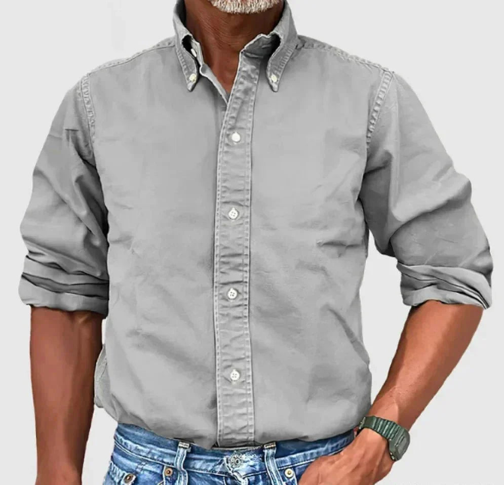 Ethan | Men’s Refined Long Sleeve Shirt With Button Front And Smart Collar