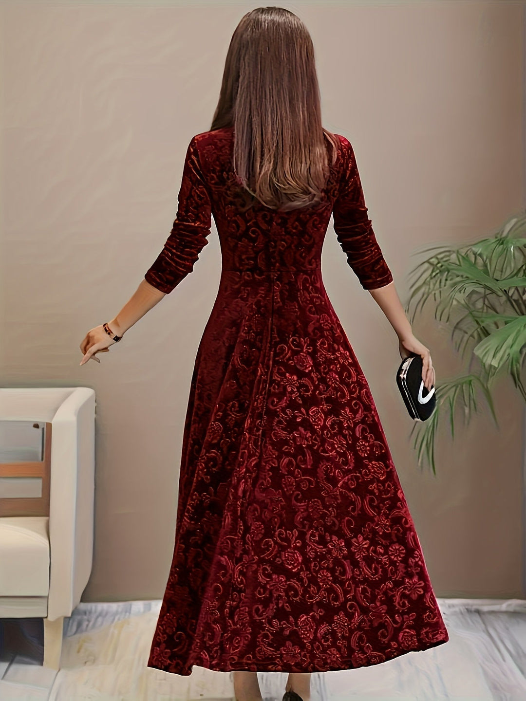 Aria | Women’s Graceful Floral Print Midi Dress