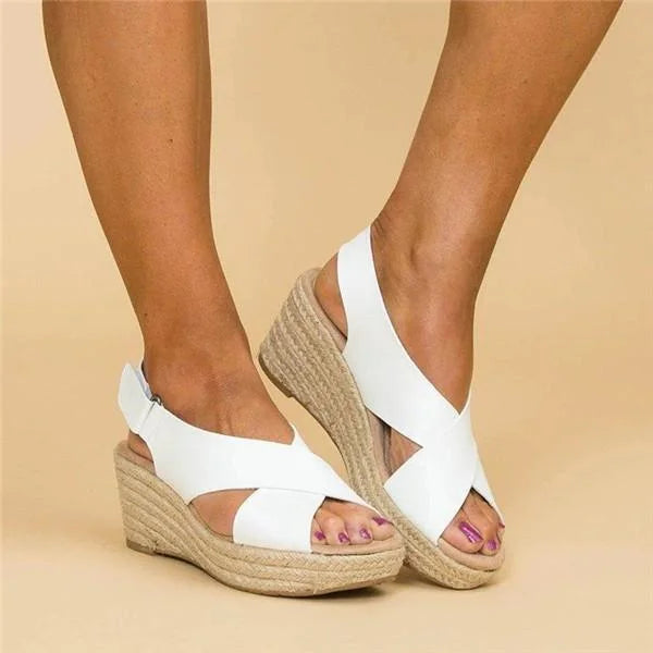 Grace | Women’s Cross Strap Wedge Espadrille Sandals