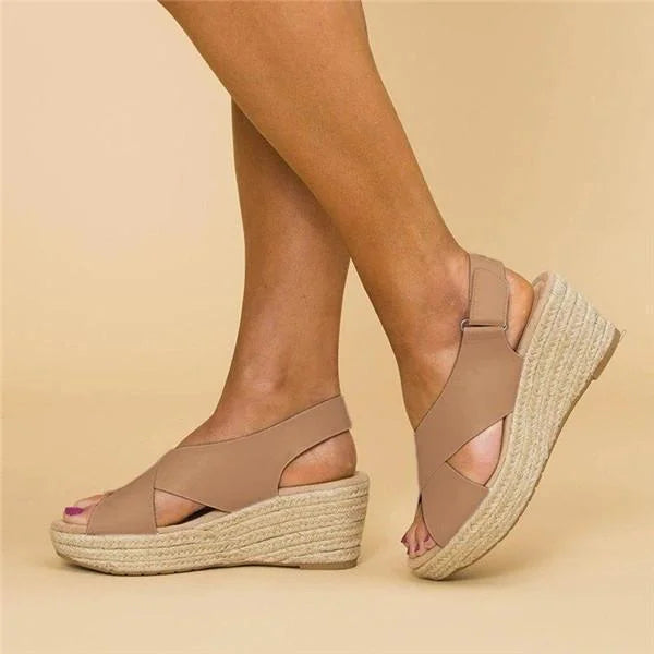 Grace | Women’s Cross Strap Wedge Espadrille Sandals