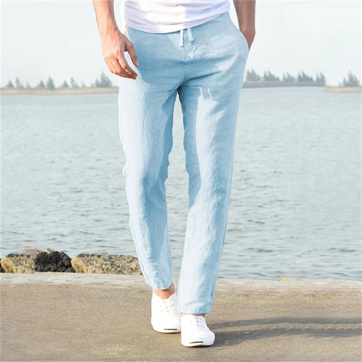 Leo | Men’s Linen Drawstring Trousers with Side Pockets