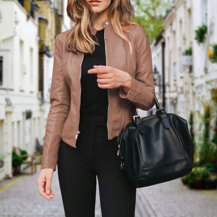 Olivia | Women’s Sleek Zippered Biker Jacket