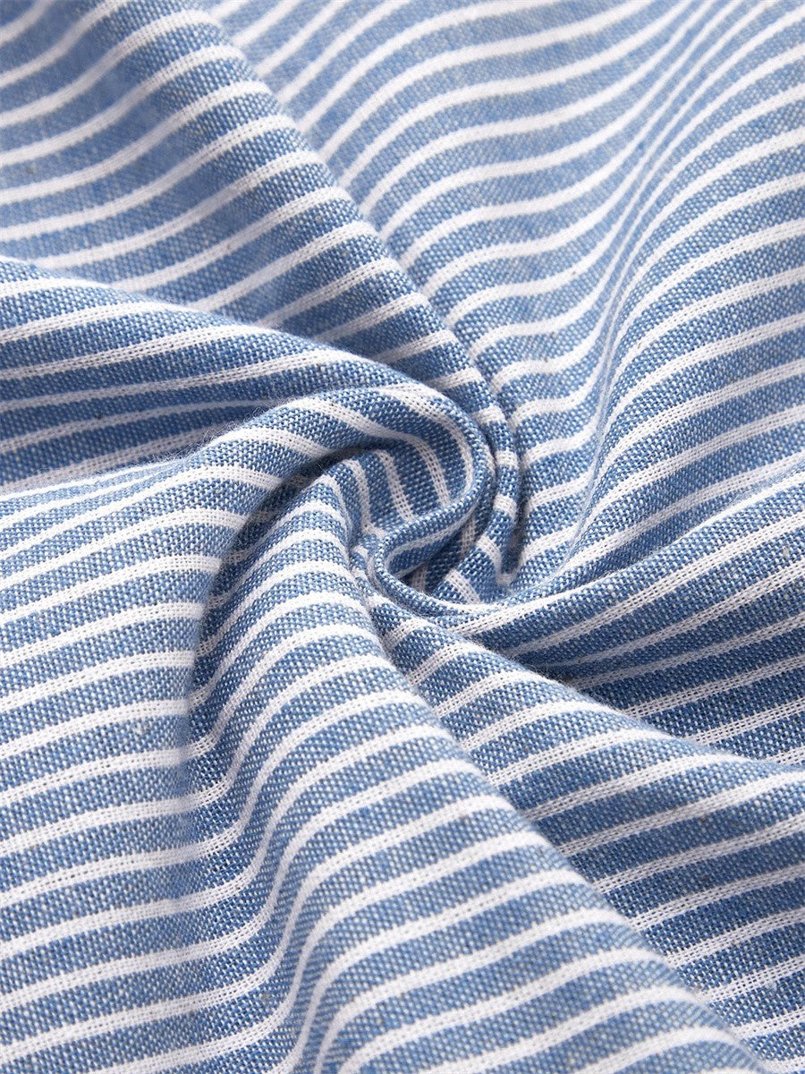 Emily | Women’s Striped A-Line Midi Dress with Button Detail