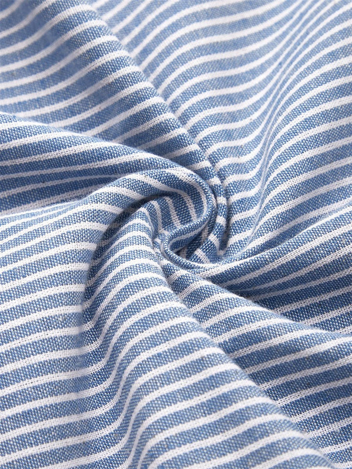Emily | Women’s Striped A-Line Midi Dress with Button Detail