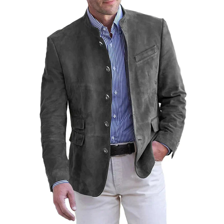Julian | Slim-Fit Men’s Suede Blazer With Mandarin Collar