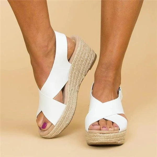 Grace | Women’s Cross Strap Wedge Espadrille Sandals