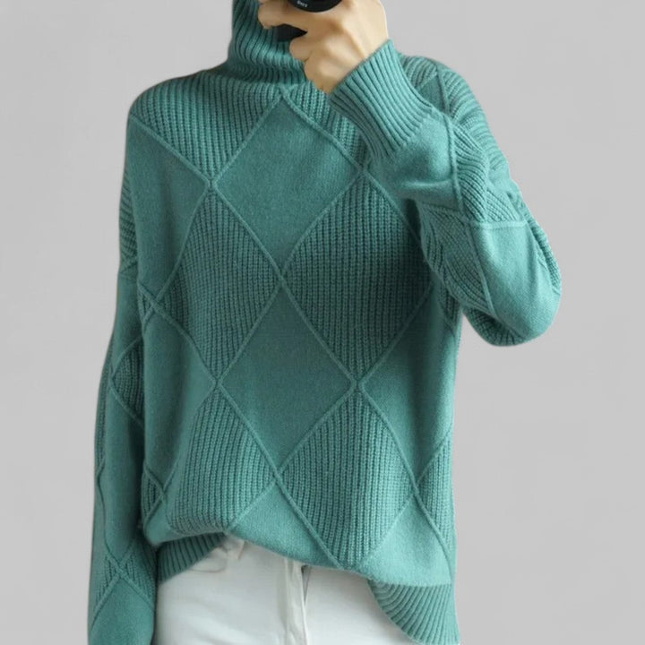 Nadia | Cozy Oversized Patterned Winter Turtleneck Sweater for Women