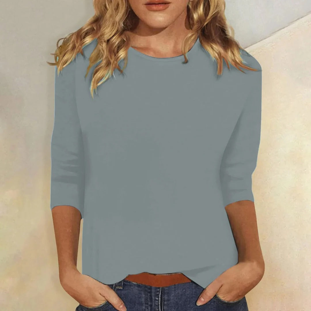Stella | Relaxed Crew-Neck Three-Quarter Sleeve Top For Women