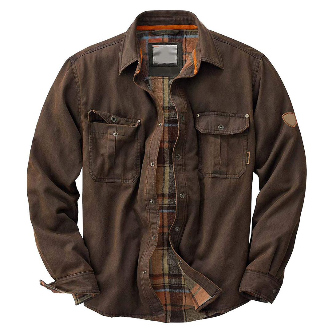 HARRISON | Men’s Waxed Bomber Jacket With Flannel Lining And Utility Chest Pockets