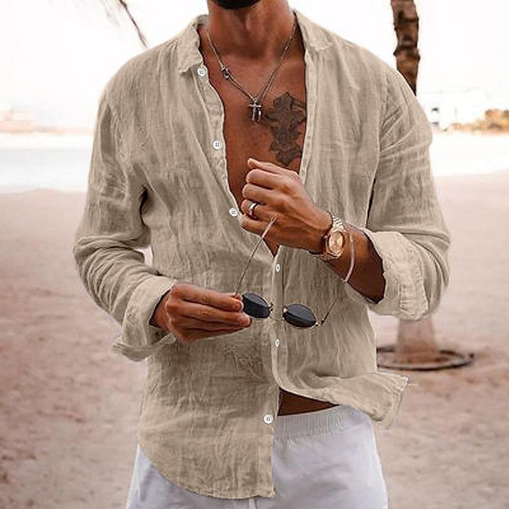 Ethan | Men’s Linen Long Sleeve Button-Up Shirt