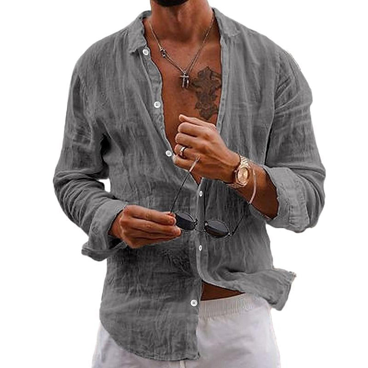 Ethan | Men’s Linen Long Sleeve Button-Up Shirt