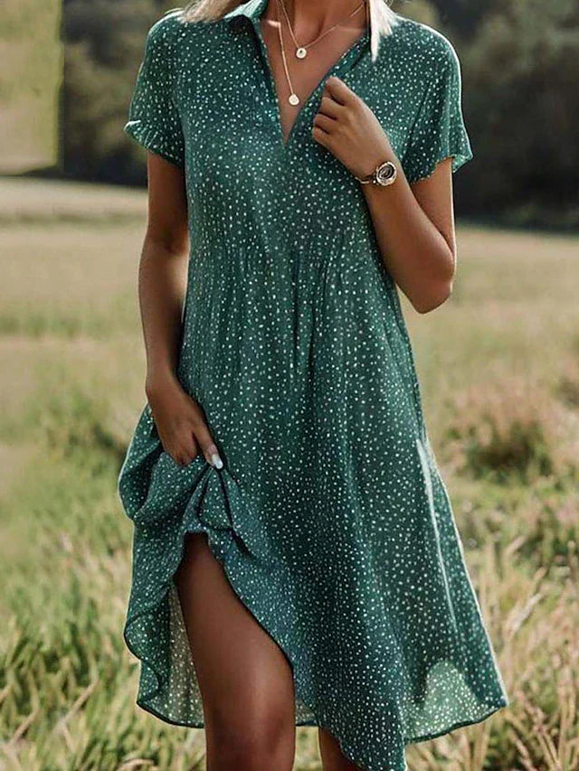 Nora | Women’s Short Sleeve Midi Shirt Dress
