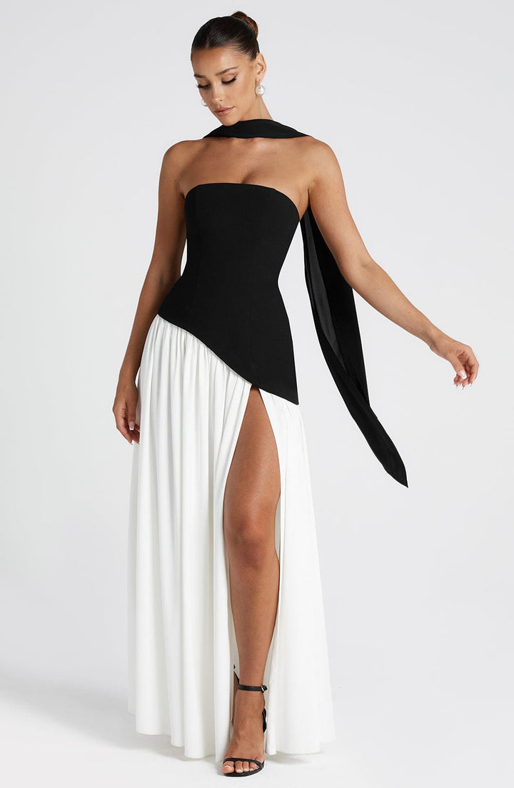 ARIA | Women’s Strapless Maxi Dress With Sculpted Waist And Statement Side Slit